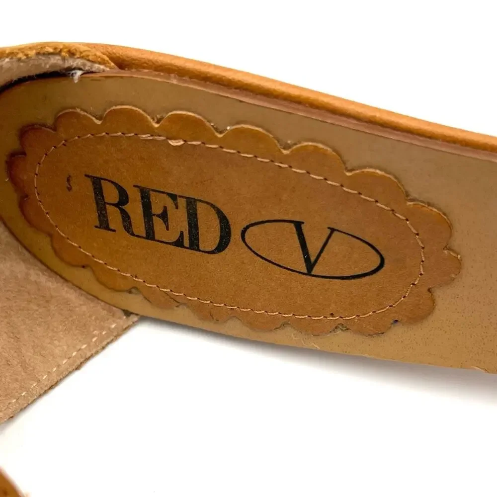 NEW - Red Valentino sandals eyelet bow double buckle closure sz 39.5 cognac tan